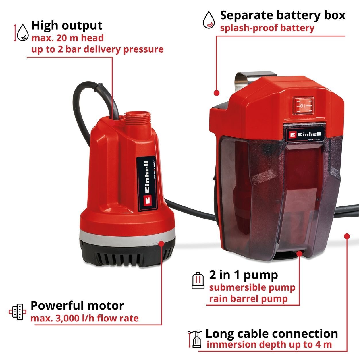 Einhell GE-PP 18 RB Li - Solo Cordless Clear Water Pump