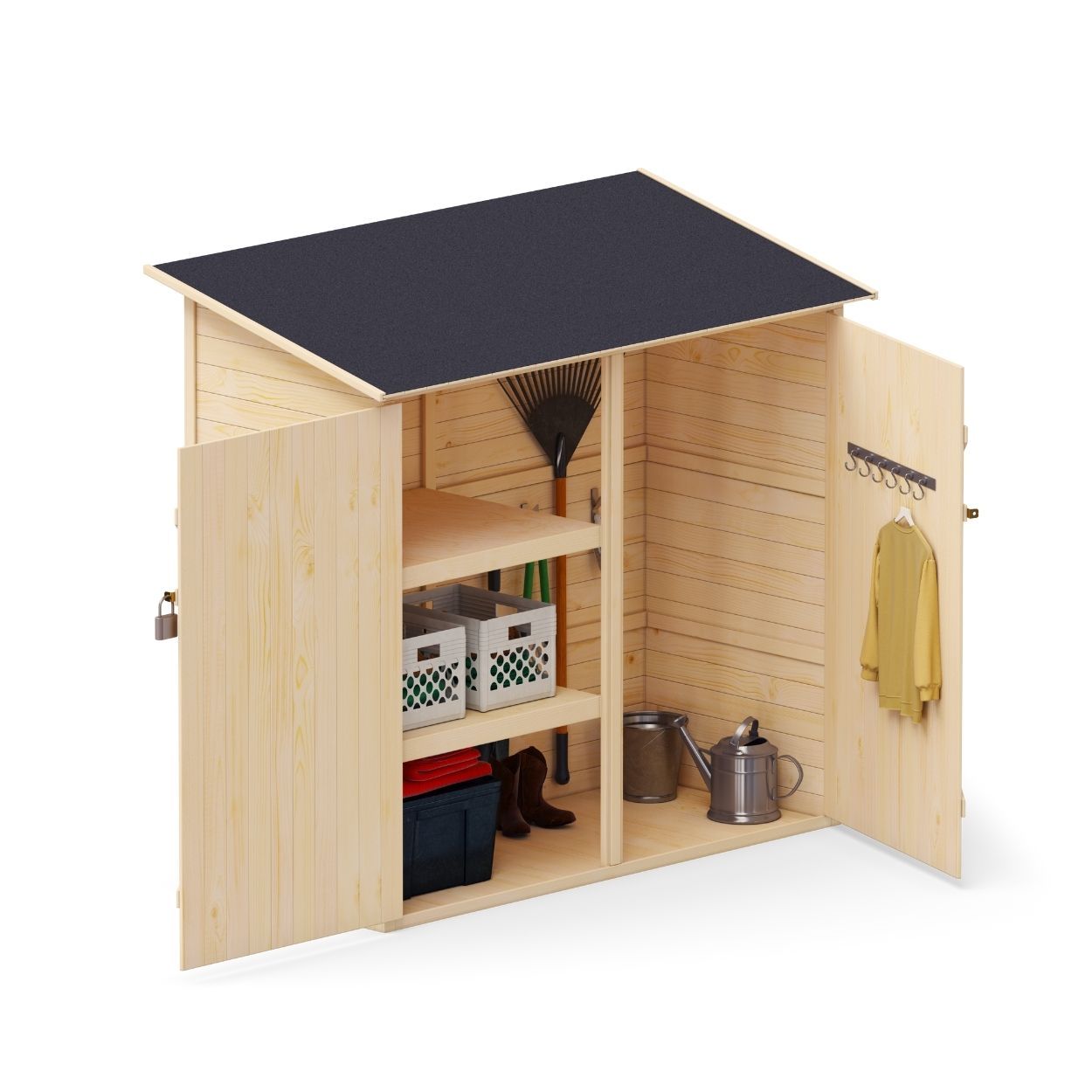 Upyard Tool Shed With Shelving System