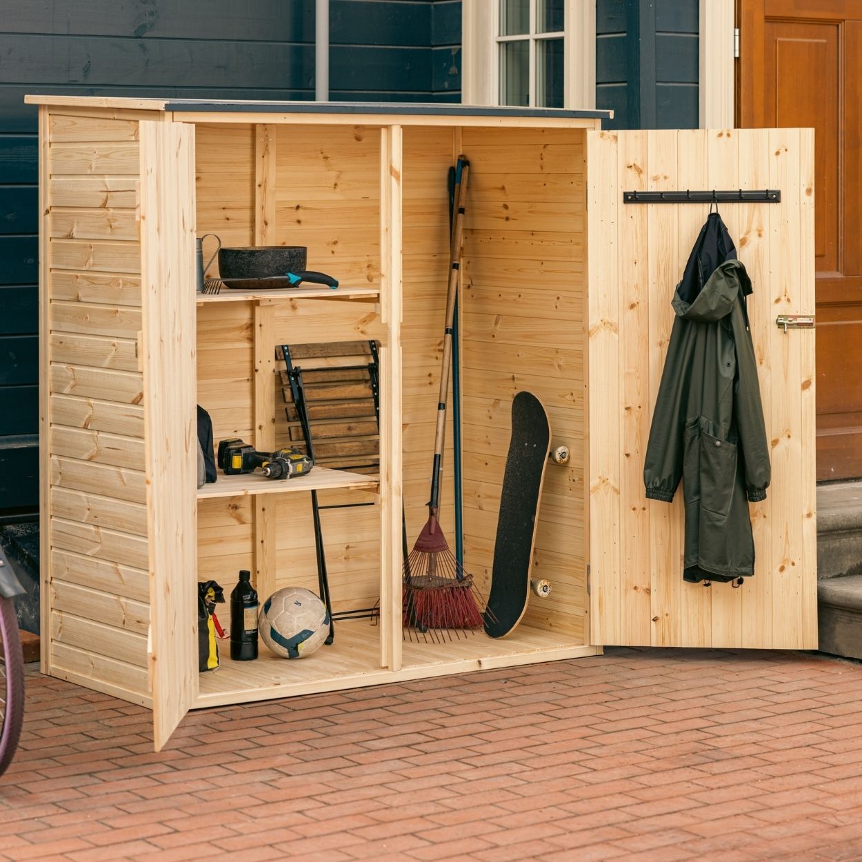 Upyard Tool Shed With Shelving System