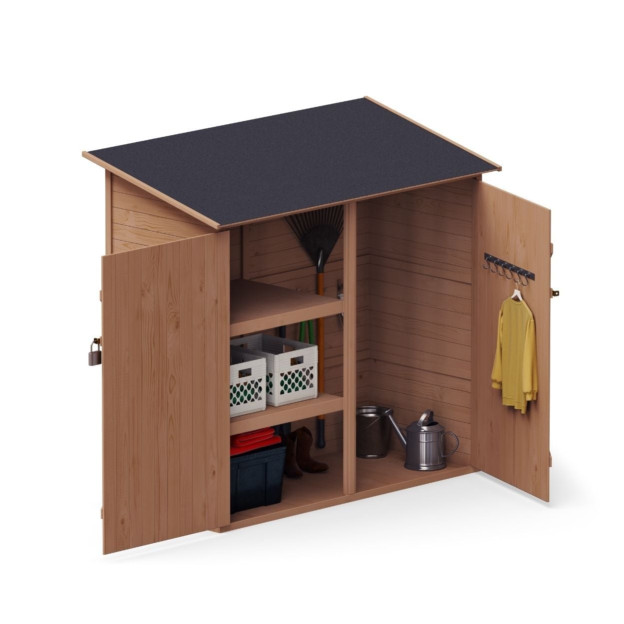 Upyard Tool Shed With Shelving System Brown