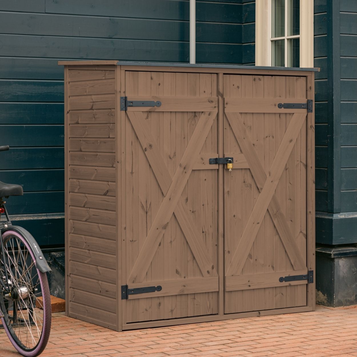 Upyard Tool Shed With Shelving System Brown