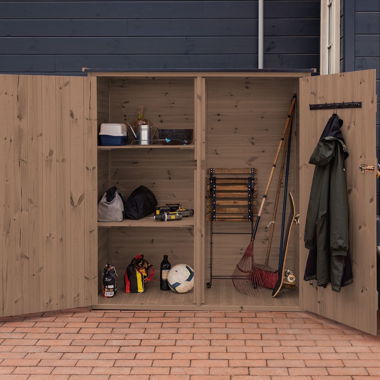 Upyard Tool Shed With Shelving System Brown
