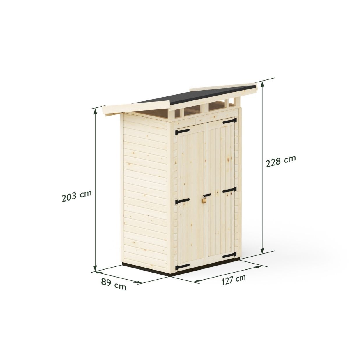 Upyard Strongbox Natural Wood Storage Shed 2ft 8" x 4ft 1"