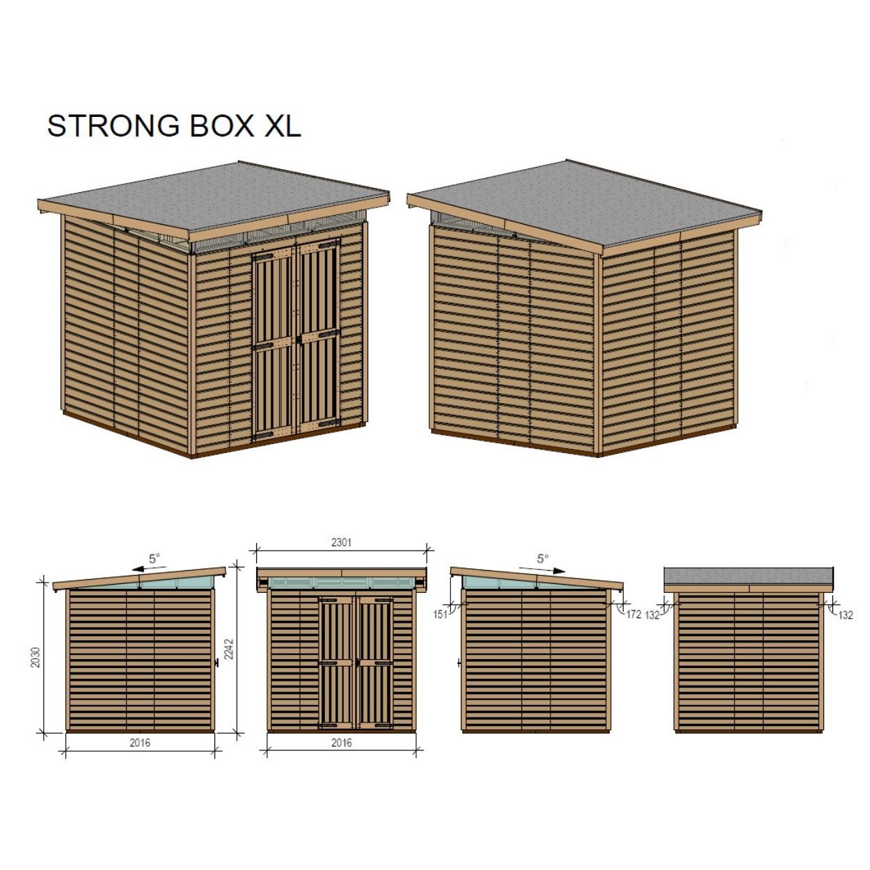 Upyard Strongbox Natural Storage Shed 6ft 6" x 6ft 6"