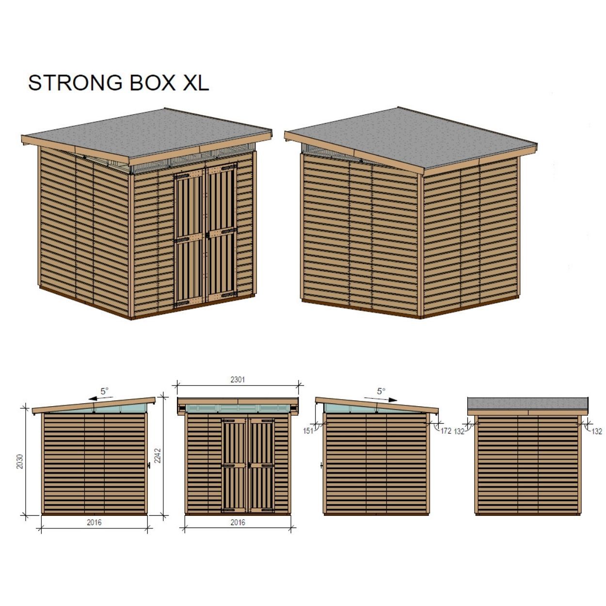 Upyard Strongbox Brown & Black Storage Shed  6ft 6" x 6ft 6"