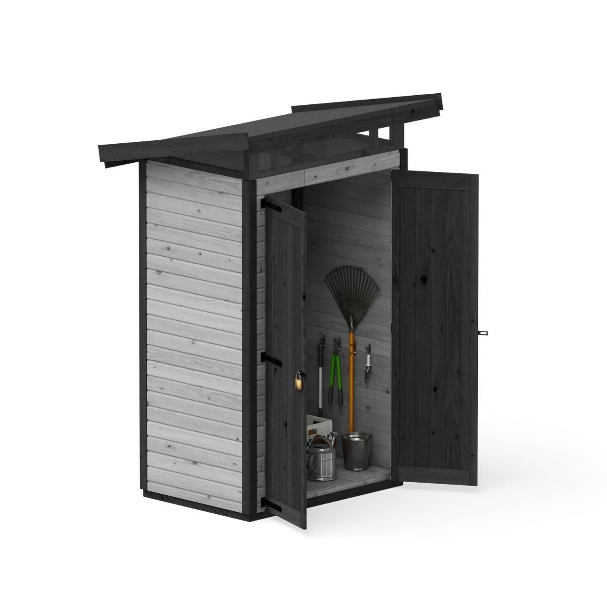 Upyard Strongbox Grey & Black Storage Shed  2ft 8" x 4ft 1"