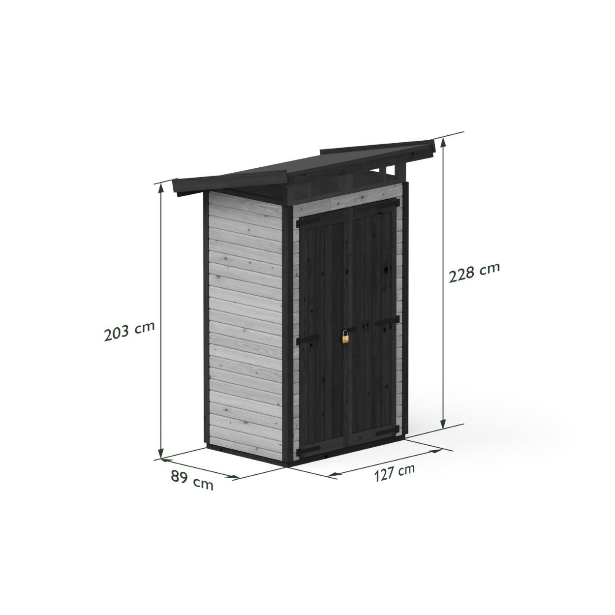 Upyard Strongbox Grey & Black Storage Shed  2ft 8" x 4ft 1"