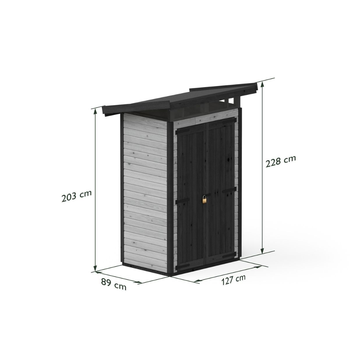 Upyard Strongbox Grey & Black Storage Shed  2ft 8" x 4ft 1"