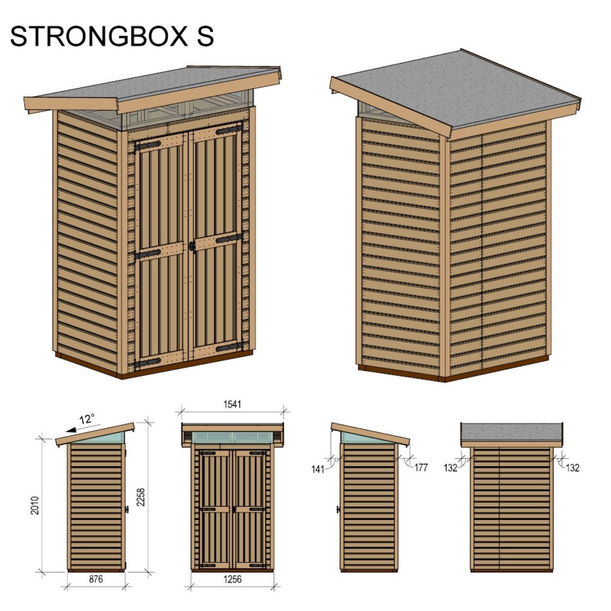 Upyard Strongbox Grey & Black Storage Shed  2ft 8" x 4ft 1"