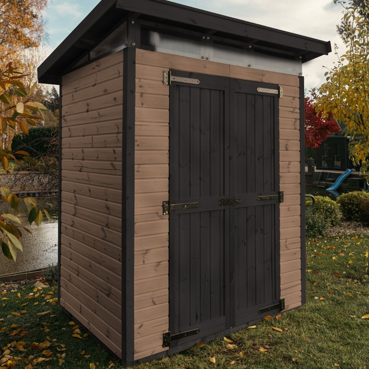 Upyard Strongbox Brown & Black Storage Shed 5ft 3" x 4ft 1"
