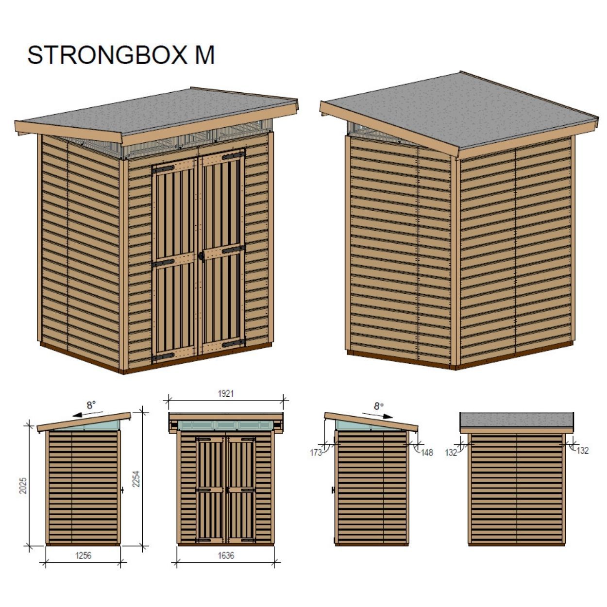 Upyard Strongbox Grey & Black Storage Shed 5ft 3" x 4ft 1"
