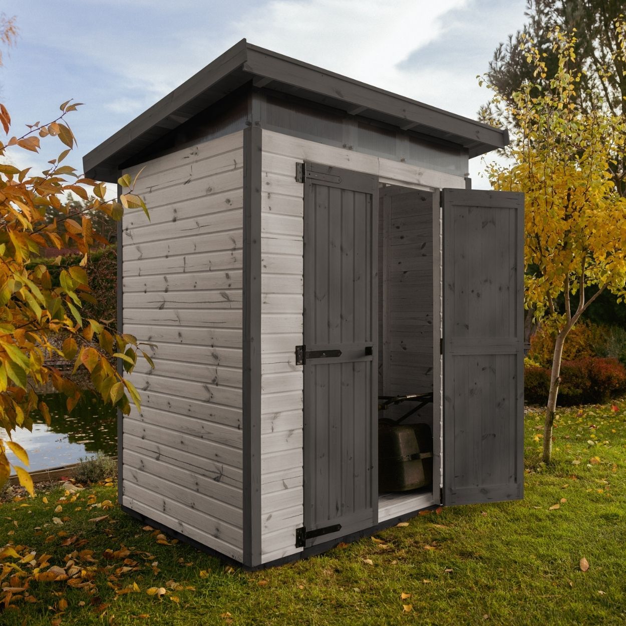 Upyard Strongbox Grey & Black Storage Shed 5ft 3" x 4ft 1"