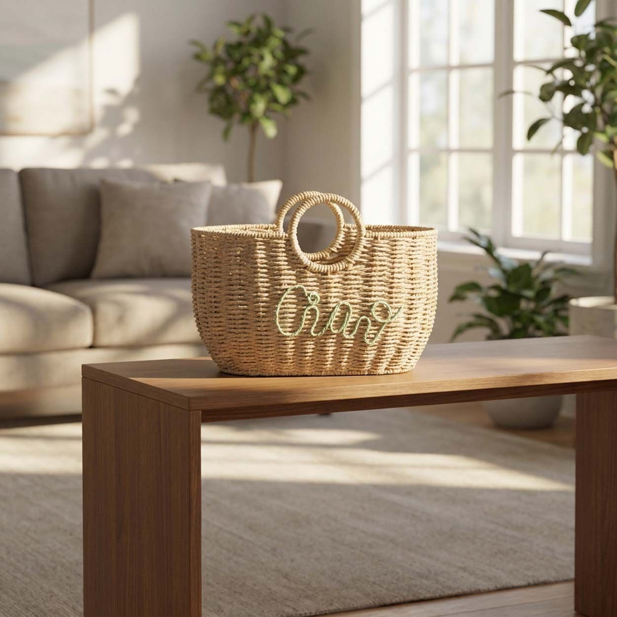 Woven Storage Basket Slogan