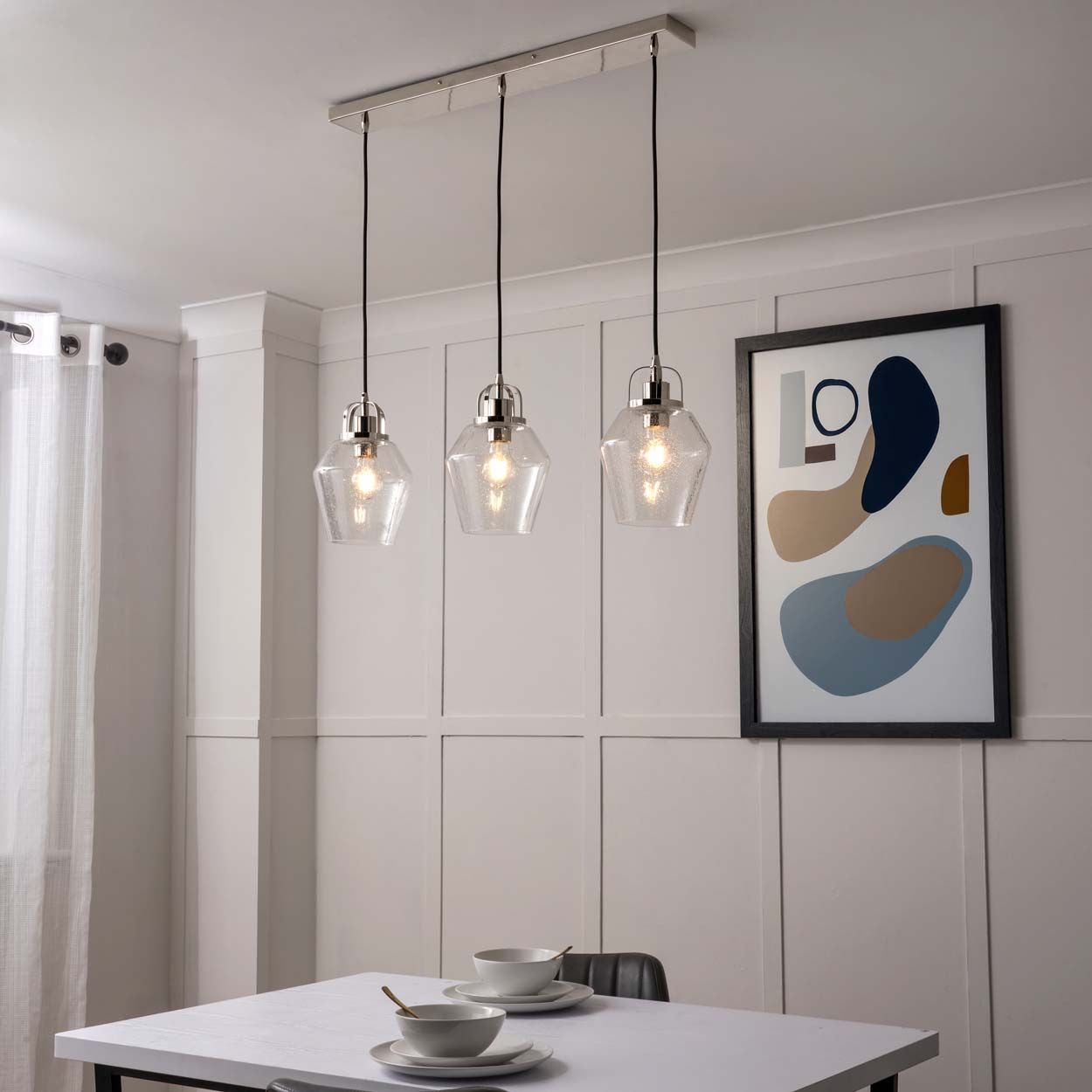 Merrien 3 Light Diner Bar Pendant Polished Nickel