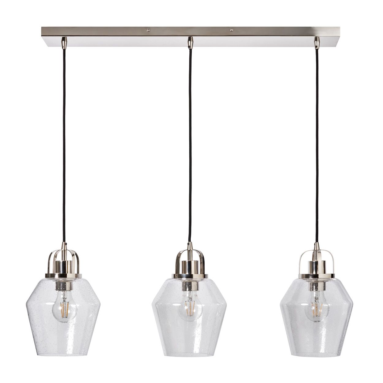 Merrien 3 Light Diner Bar Pendant Polished Nickel