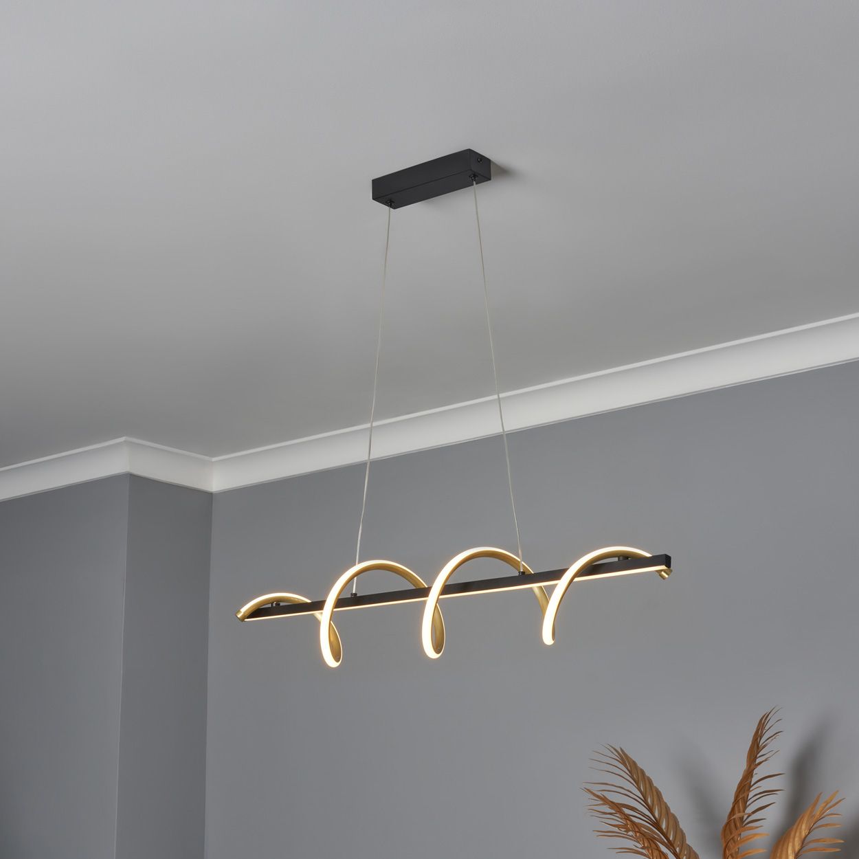 Mallow Led Spiral Diner Pendant Black & Brass