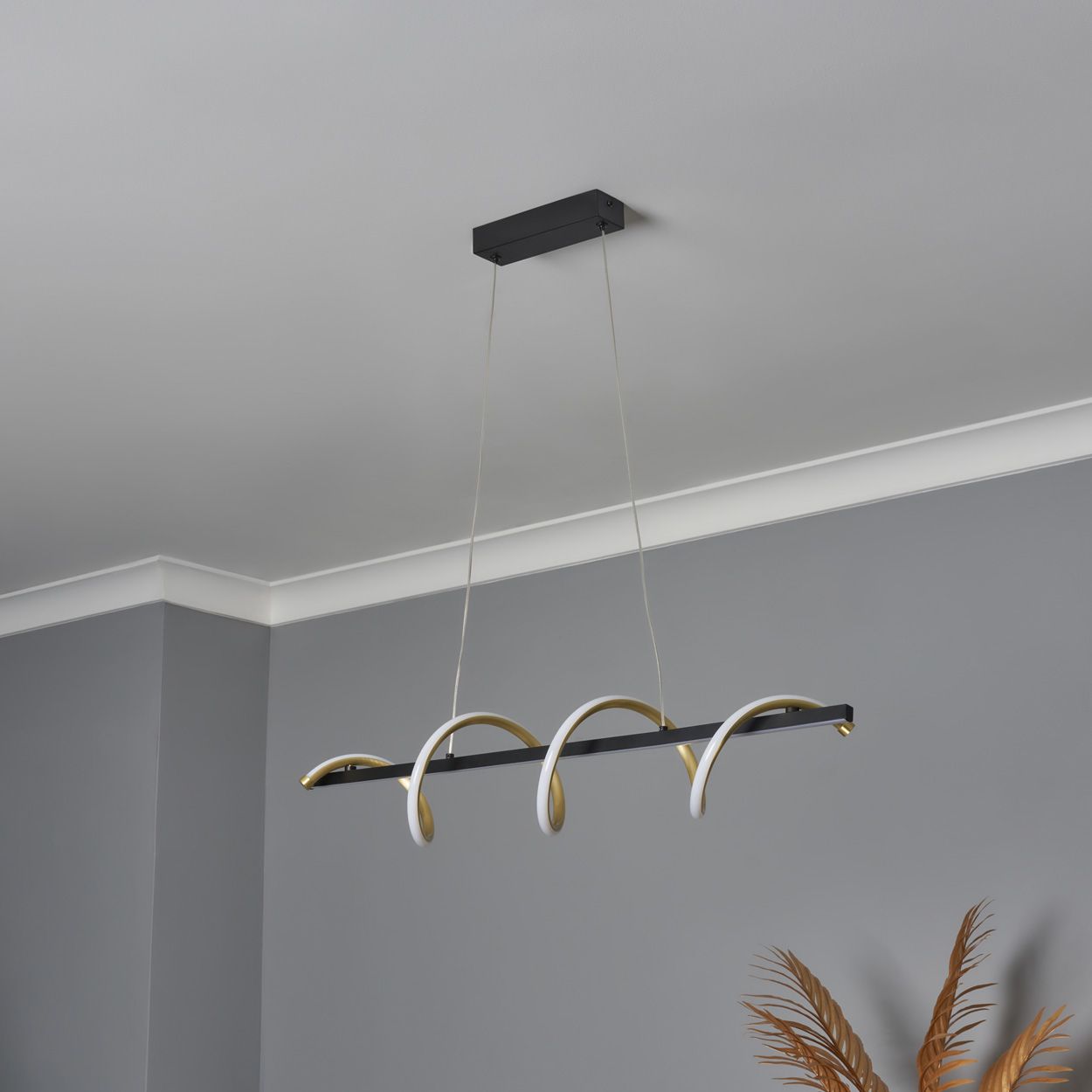 Mallow Led Spiral Diner Pendant Black & Brass
