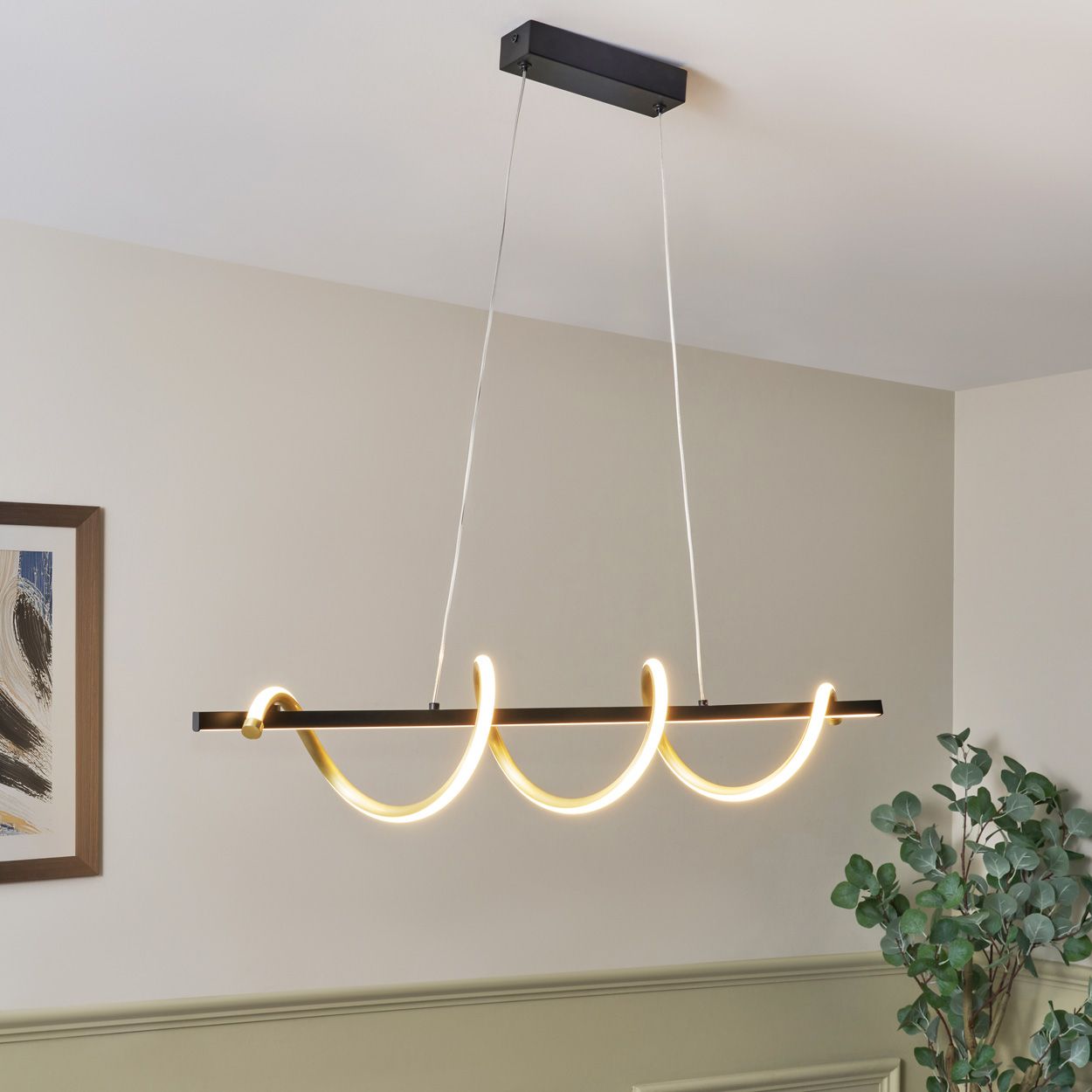 Mallow Led Spiral Diner Pendant Black & Brass