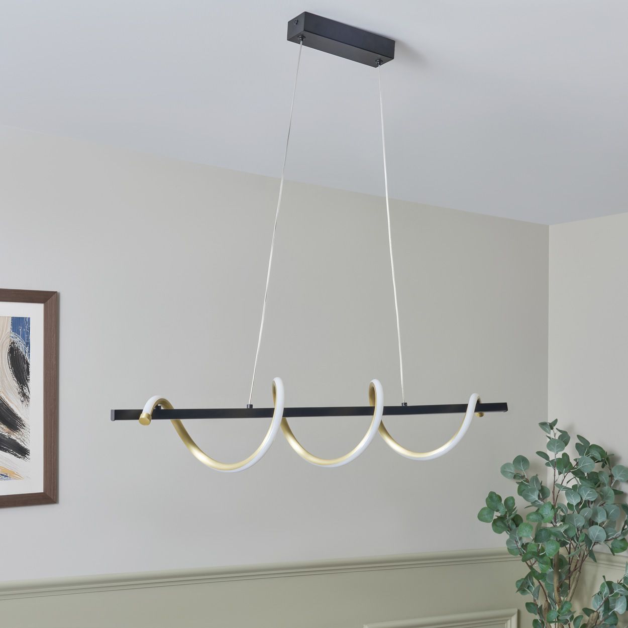 Mallow Led Spiral Diner Pendant Black & Brass