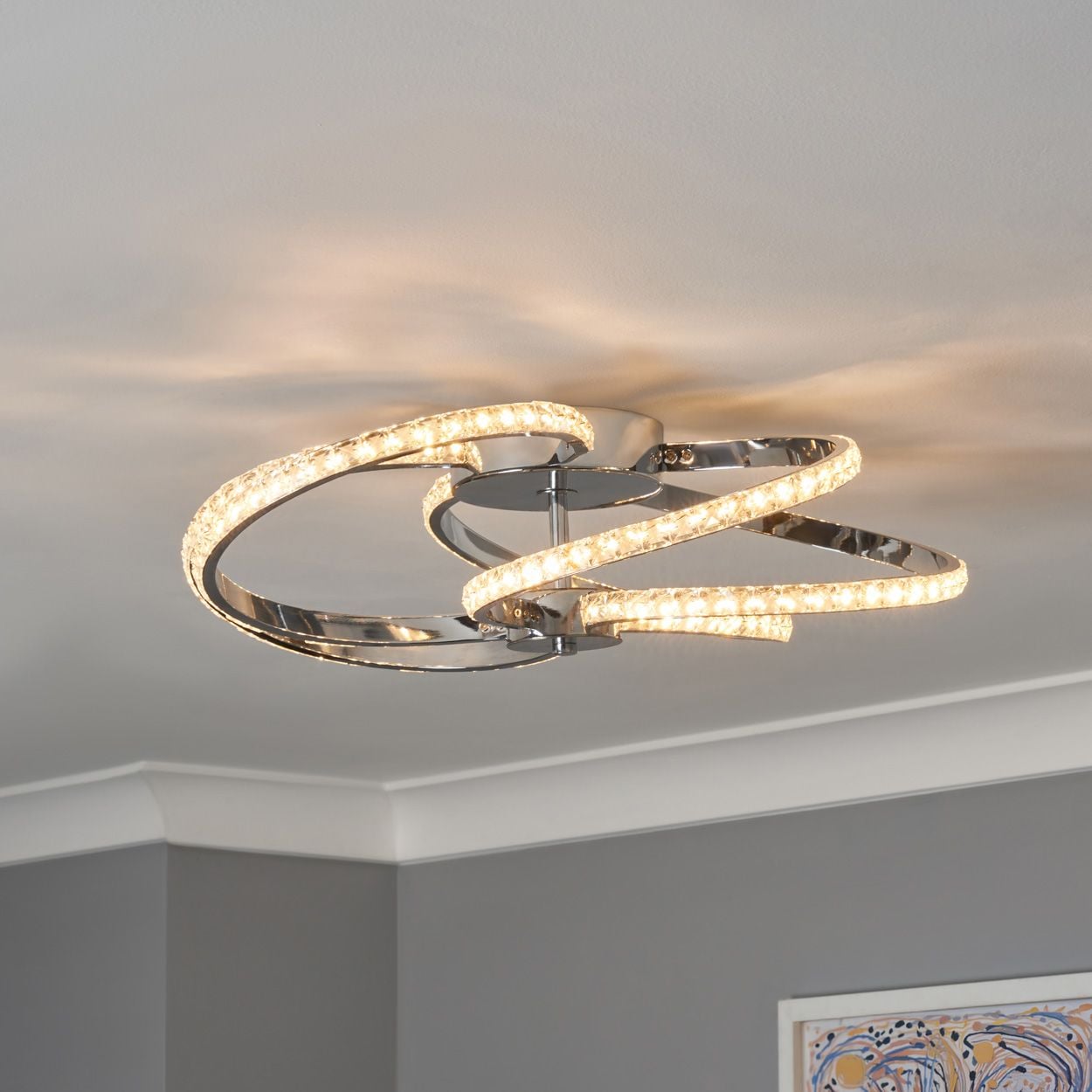 Austell Swirl Led Flush Chrome