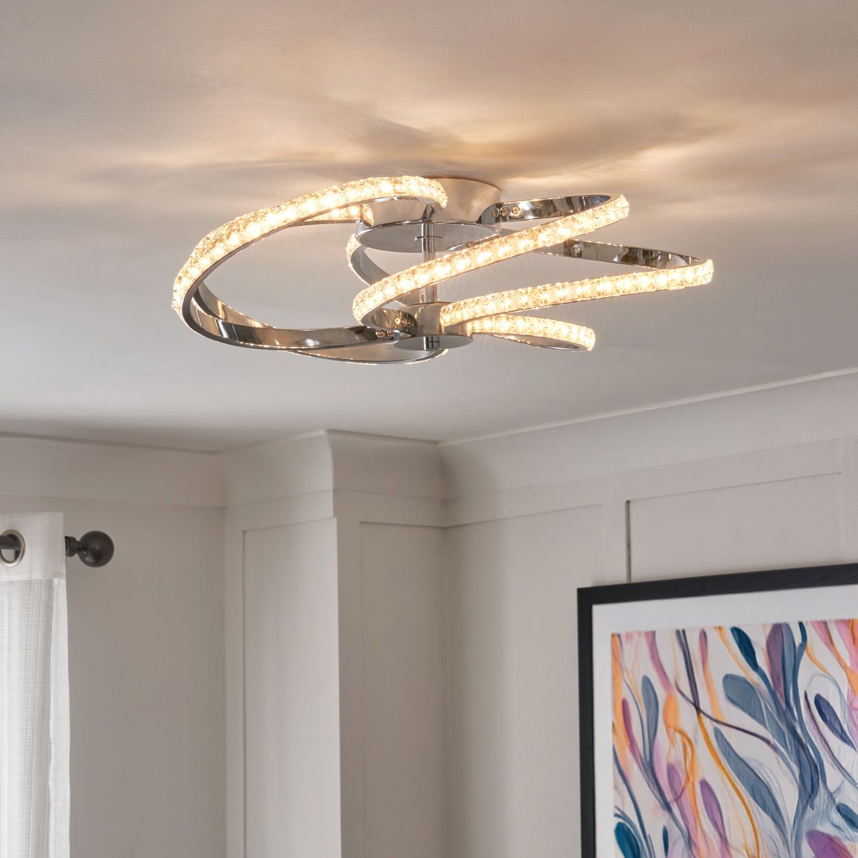 Austell Swirl Led Flush Chrome