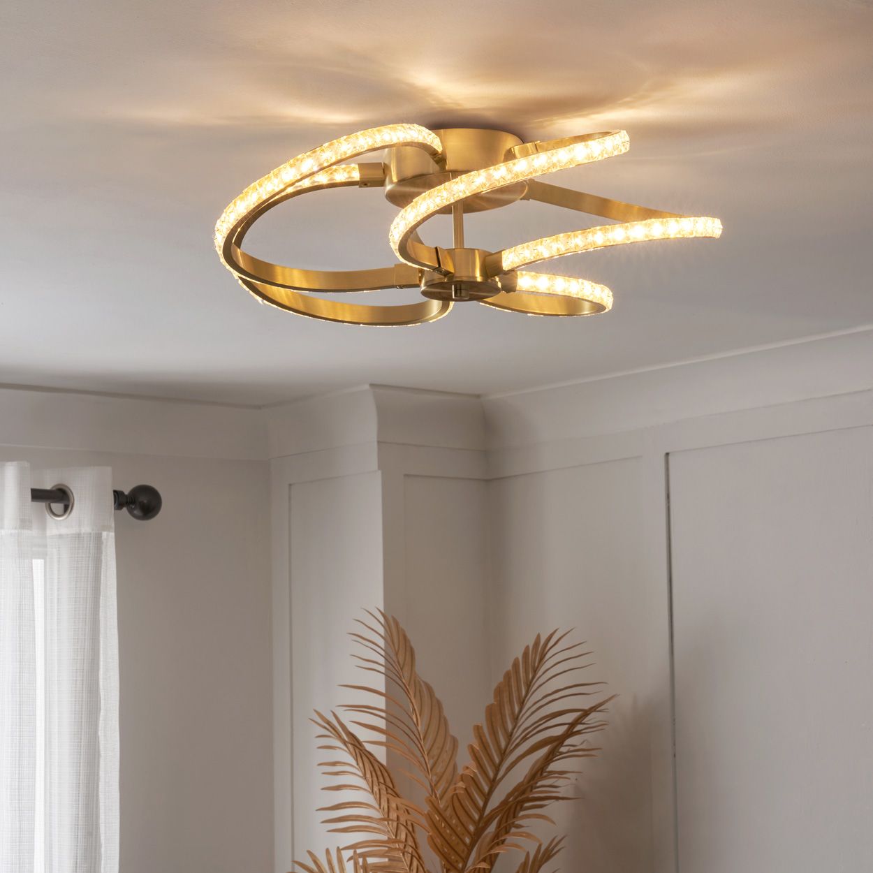 Austell Swirl Led Flush Satin Brass
