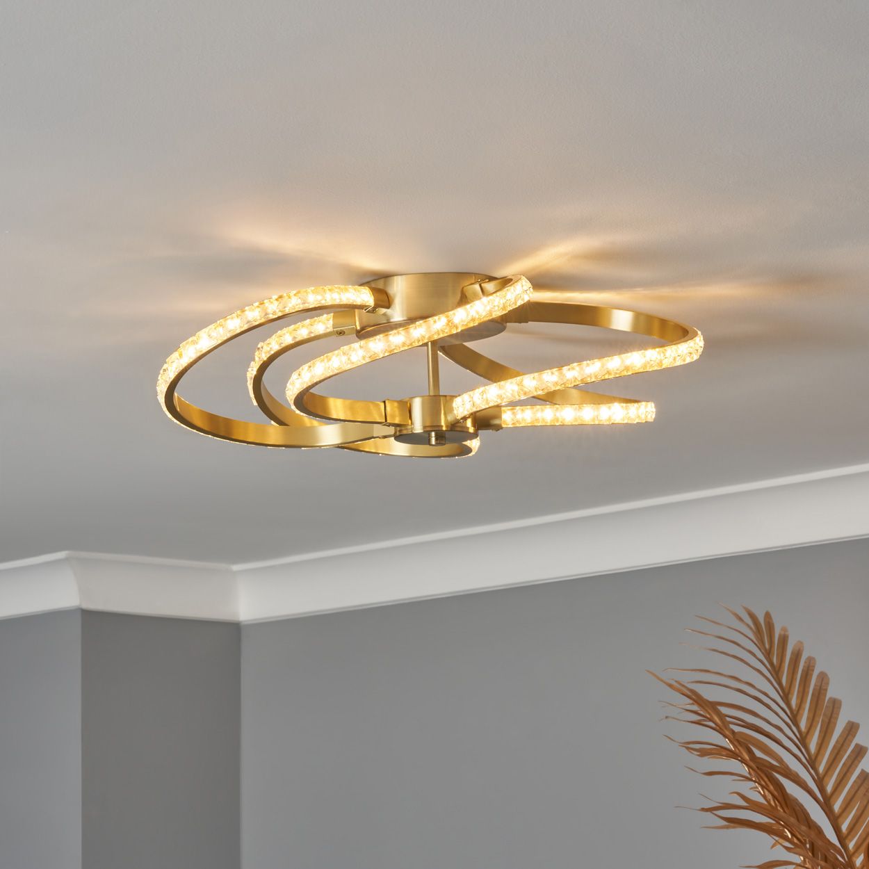 Austell Swirl Led Flush Satin Brass