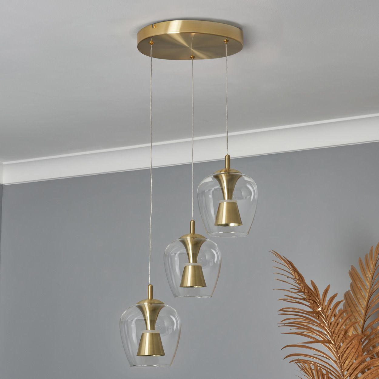 Berton 3 Light Cascade Pendant Satin Brass