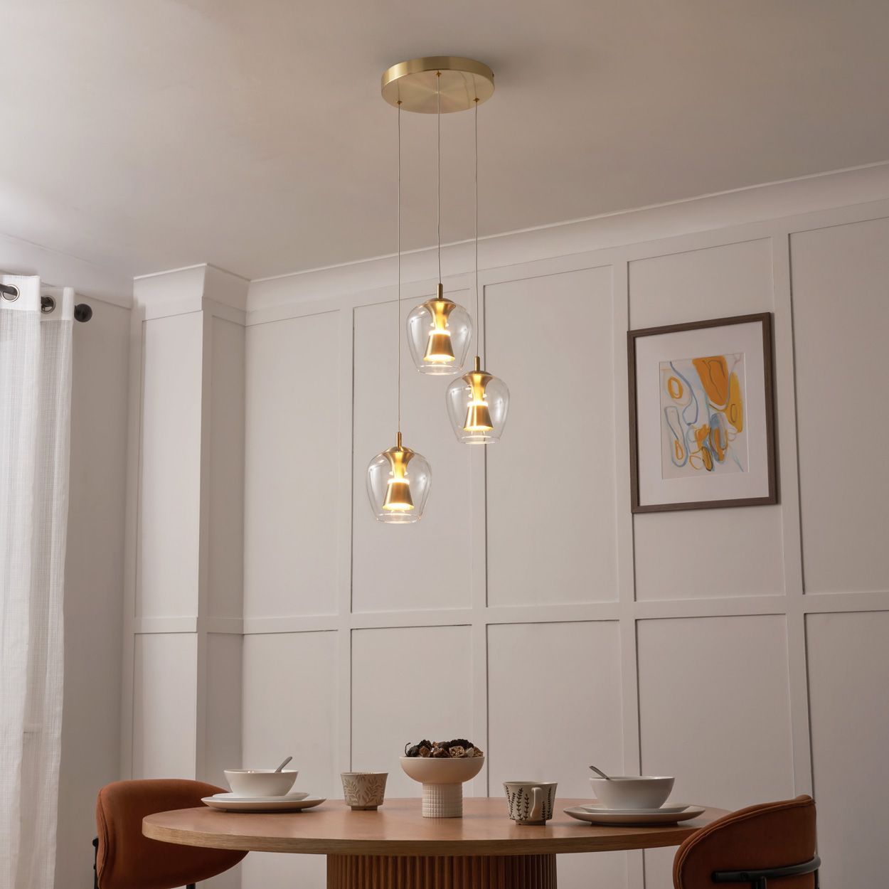 Berton 3 Light Cascade Pendant Satin Brass