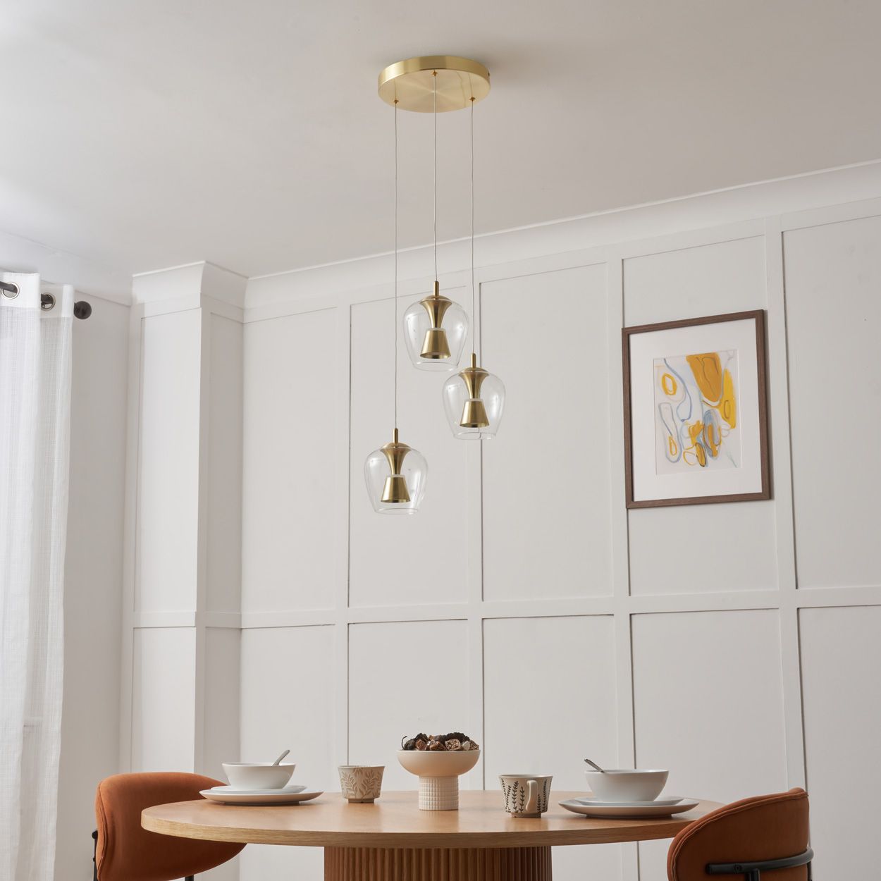 Berton 3 Light Cascade Pendant Satin Brass