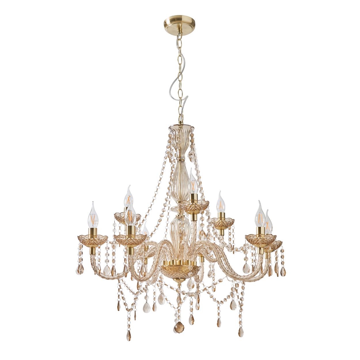 Riviere 9 Light Chandelier Satin Brass