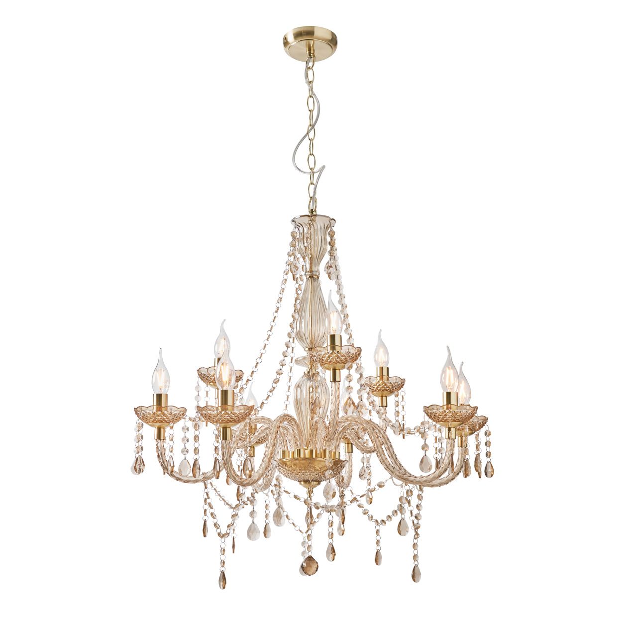 Riviere 9 Light Chandelier Satin Brass