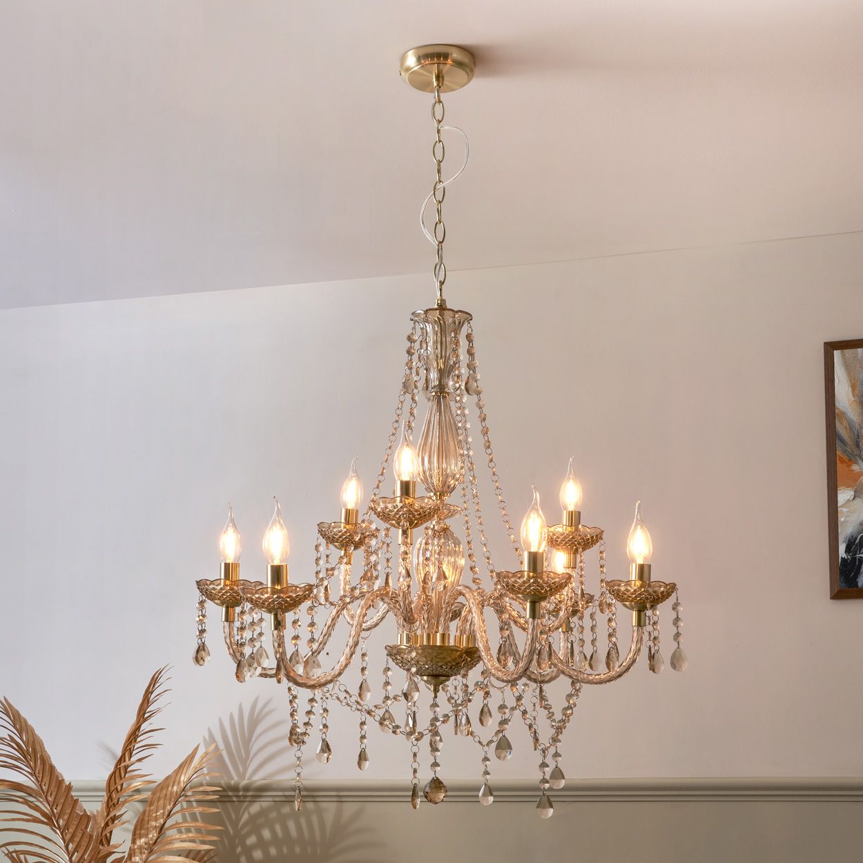 Riviere 9 Light Chandelier Satin Brass