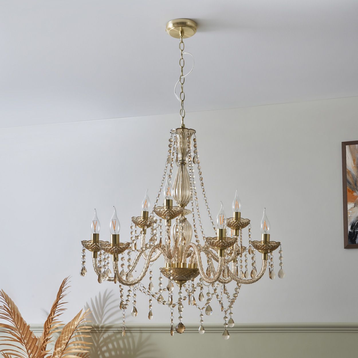Riviere 9 Light Chandelier Satin Brass