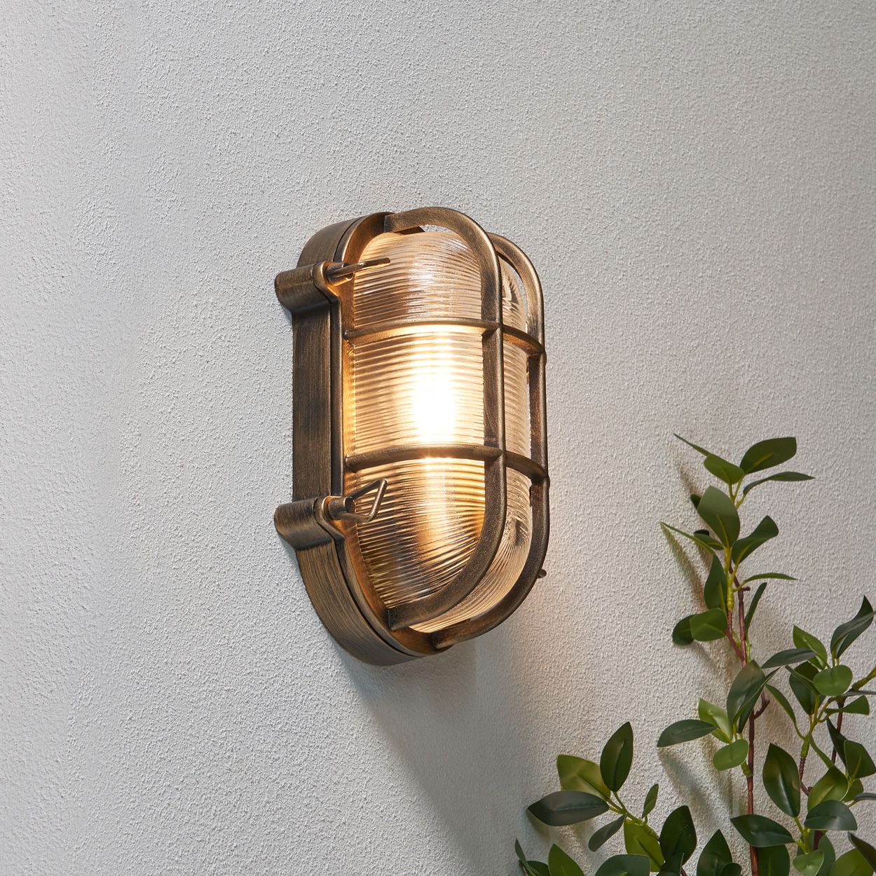 Mellor Caged Oval Bulkhead Ip44 Gold