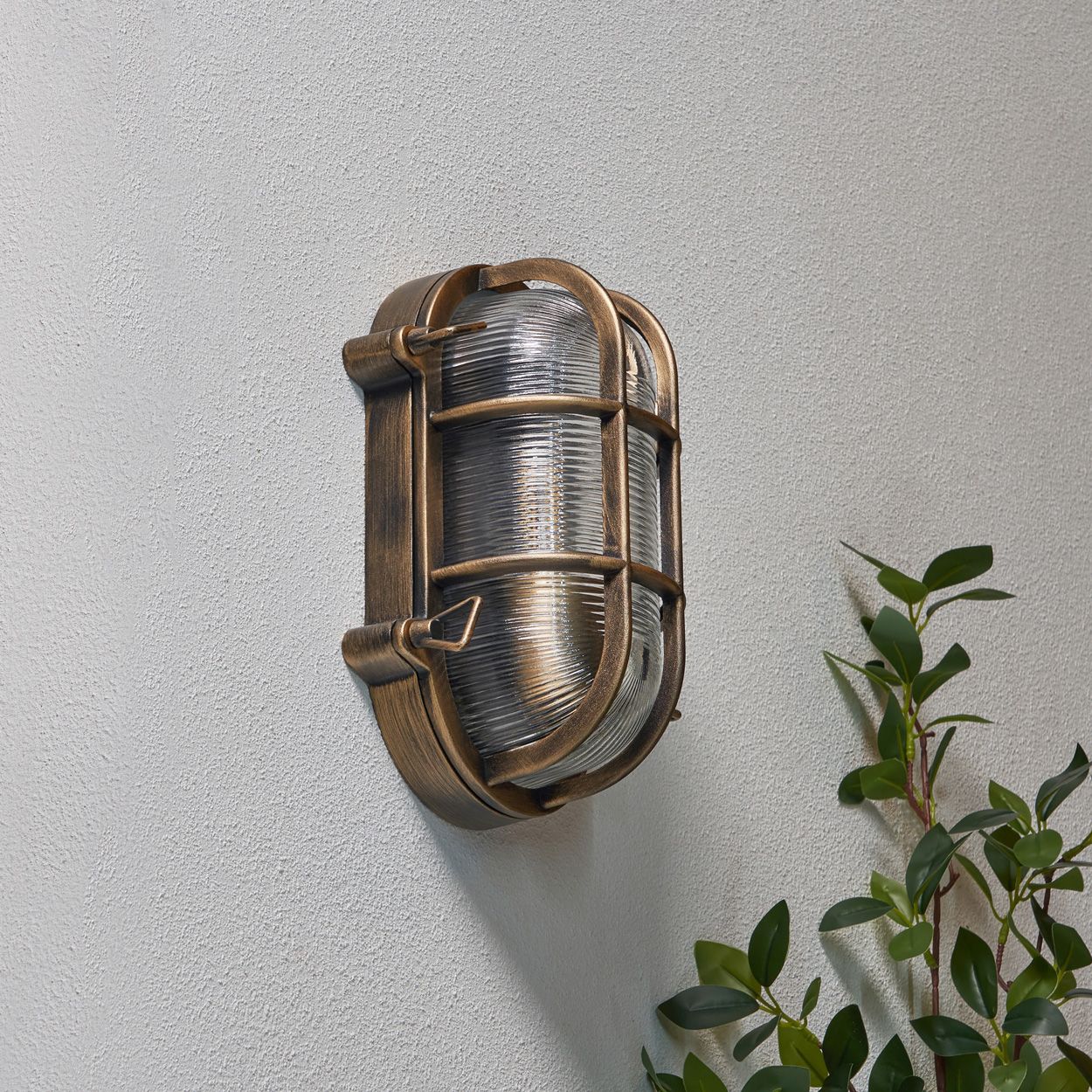 Mellor Caged Oval Bulkhead Ip44 Gold