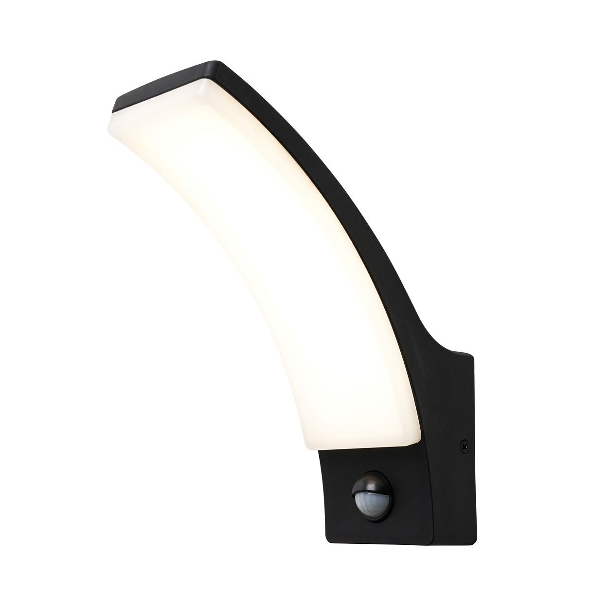 Axel 12W Led Curved Wall Light Pir Ip65 Black