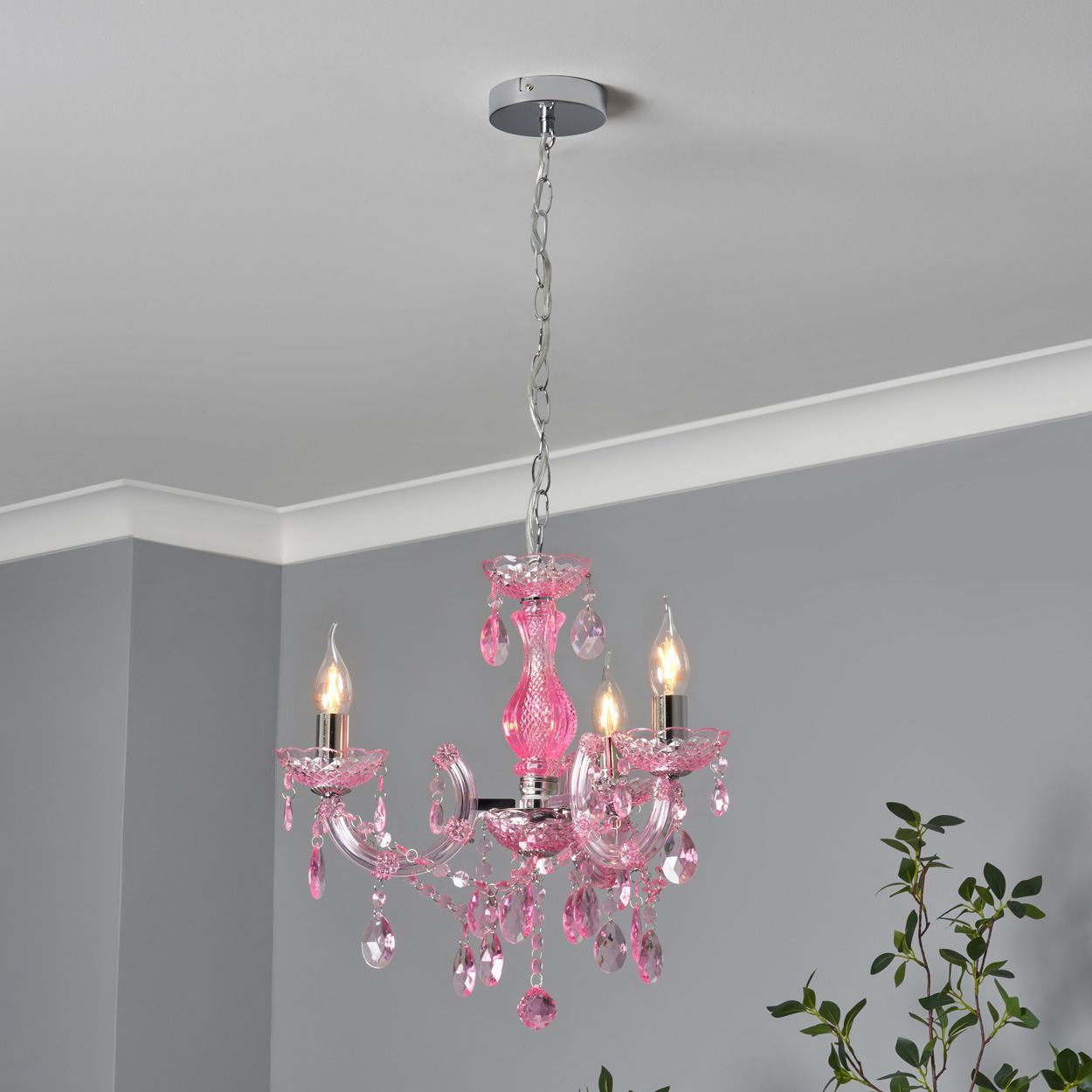 Marie Therese 3 Light Chandelier Pink