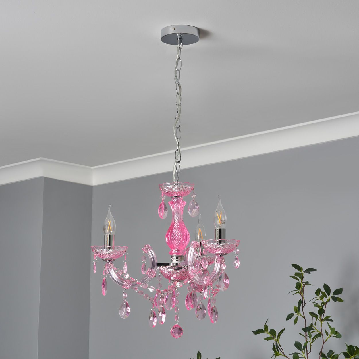 Marie Therese 3 Light Chandelier Pink