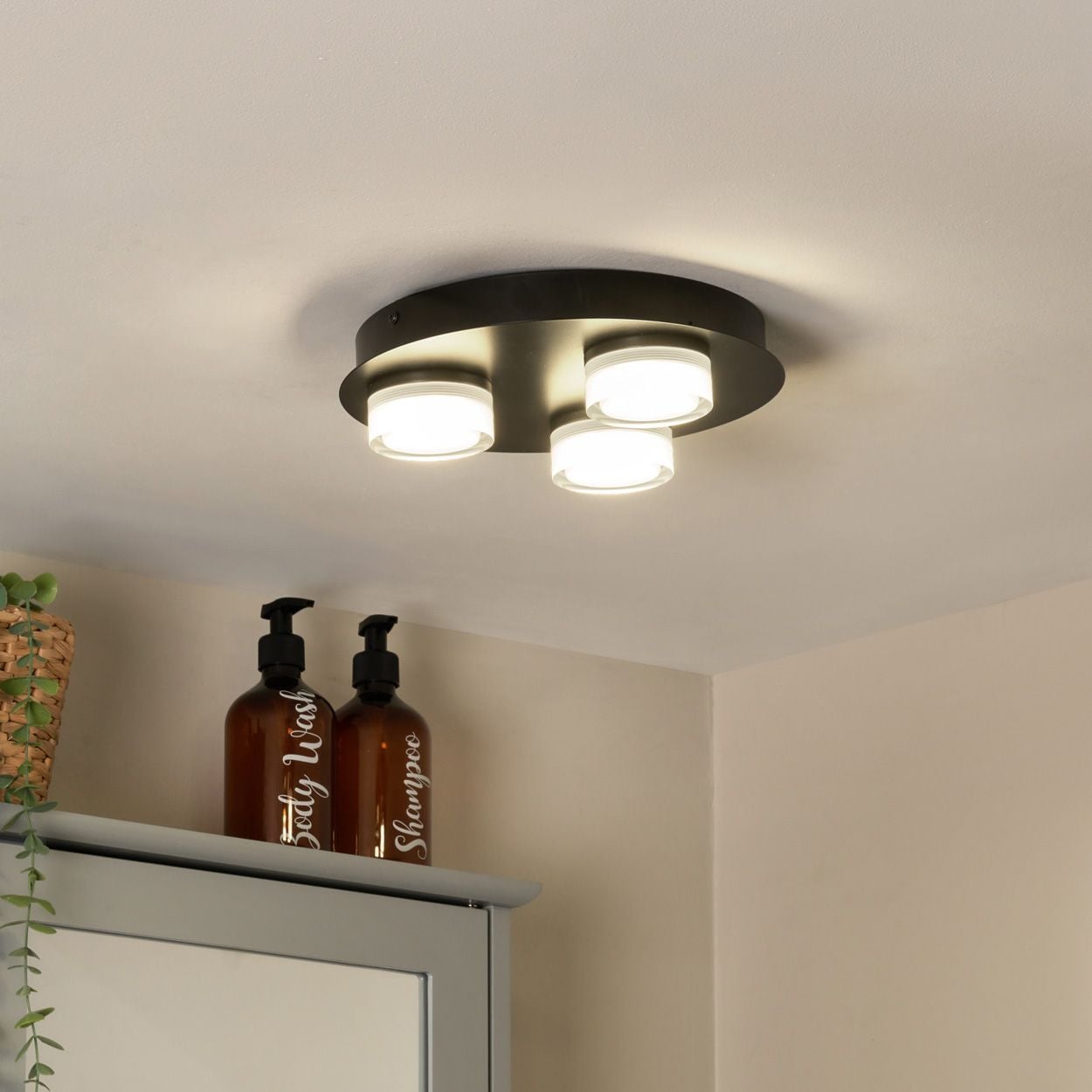 Sena 3 Plate Led Flush Black