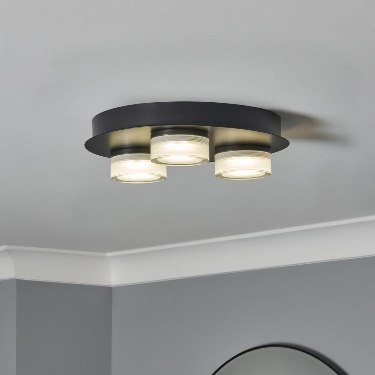 Sena 3 Plate Led Flush Black