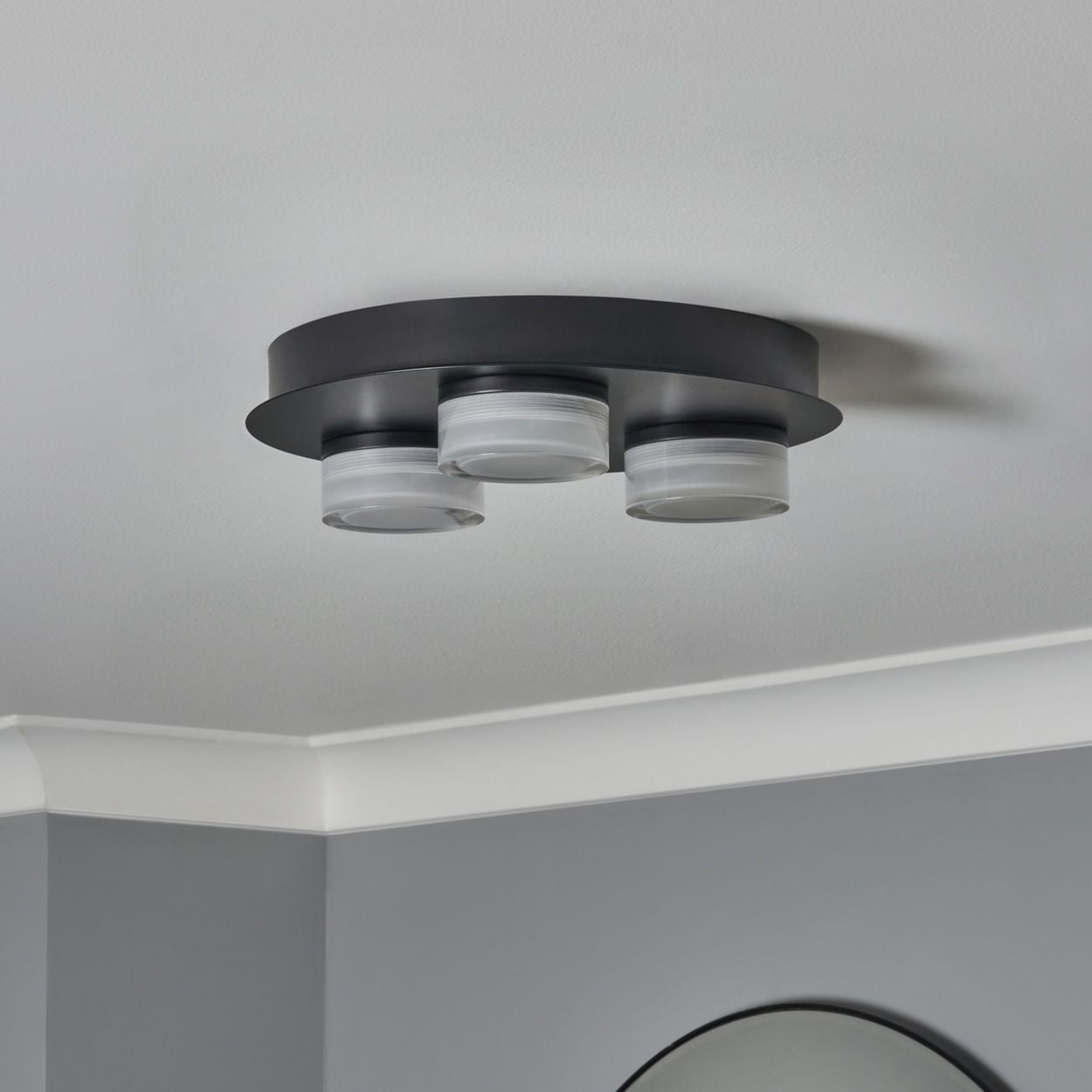 Sena 3 Plate Led Flush Black