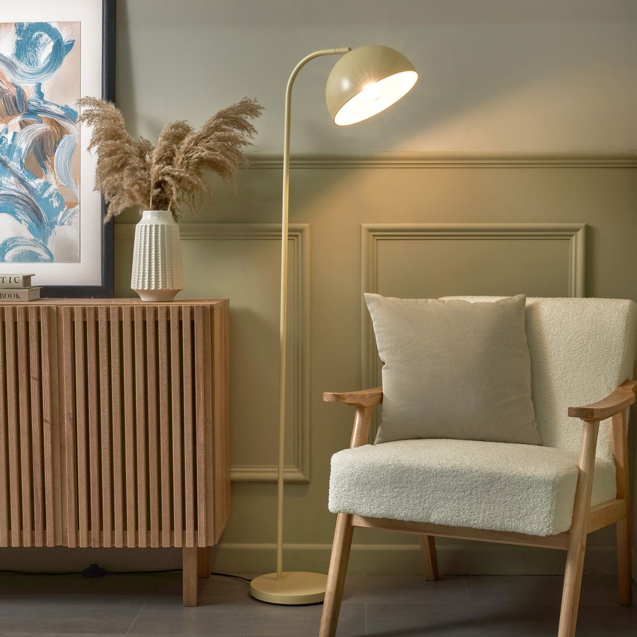 Bolsena Dome Floor Lamp Banana Crepe
