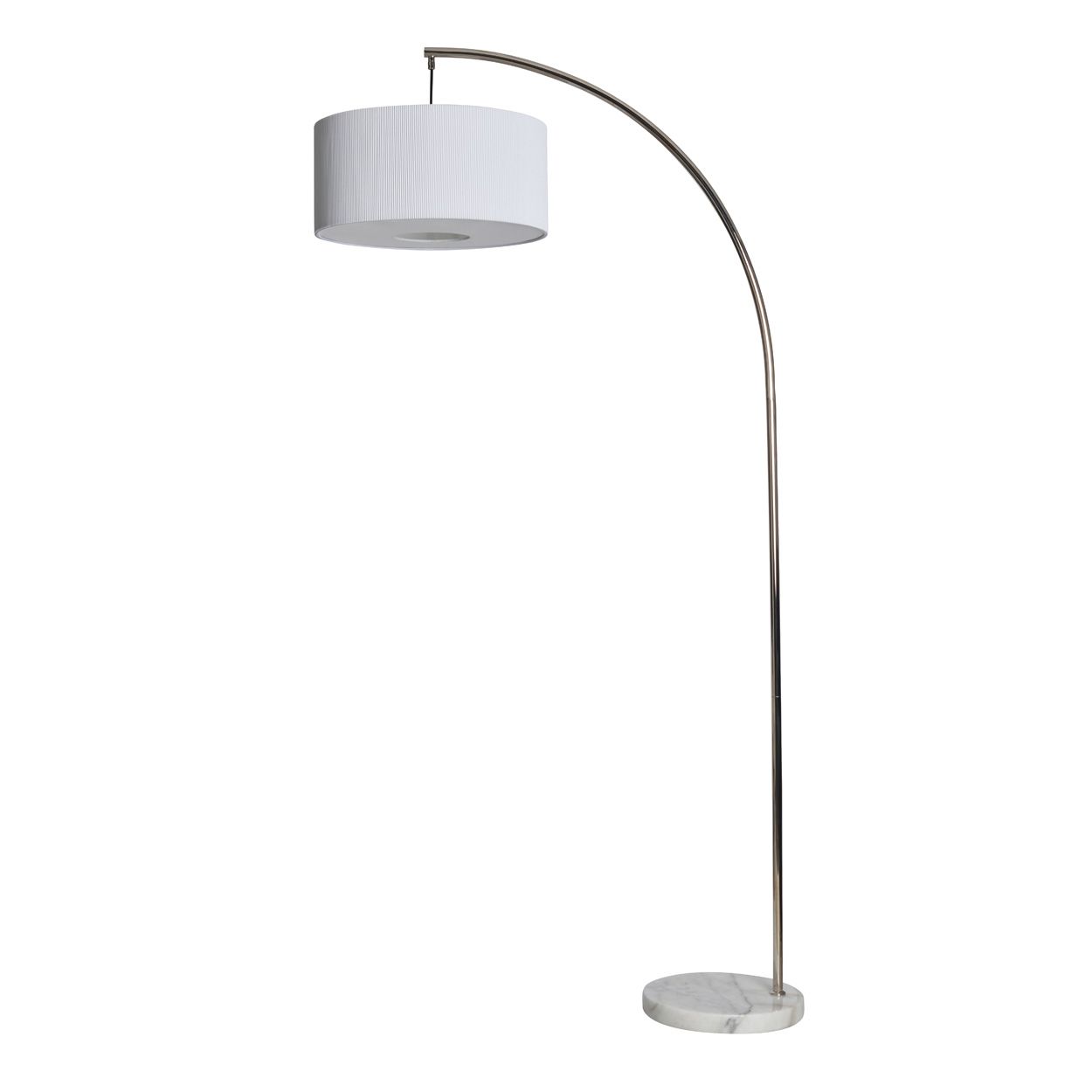 Ordino Marble Base Curved Floor Lamp Nickel