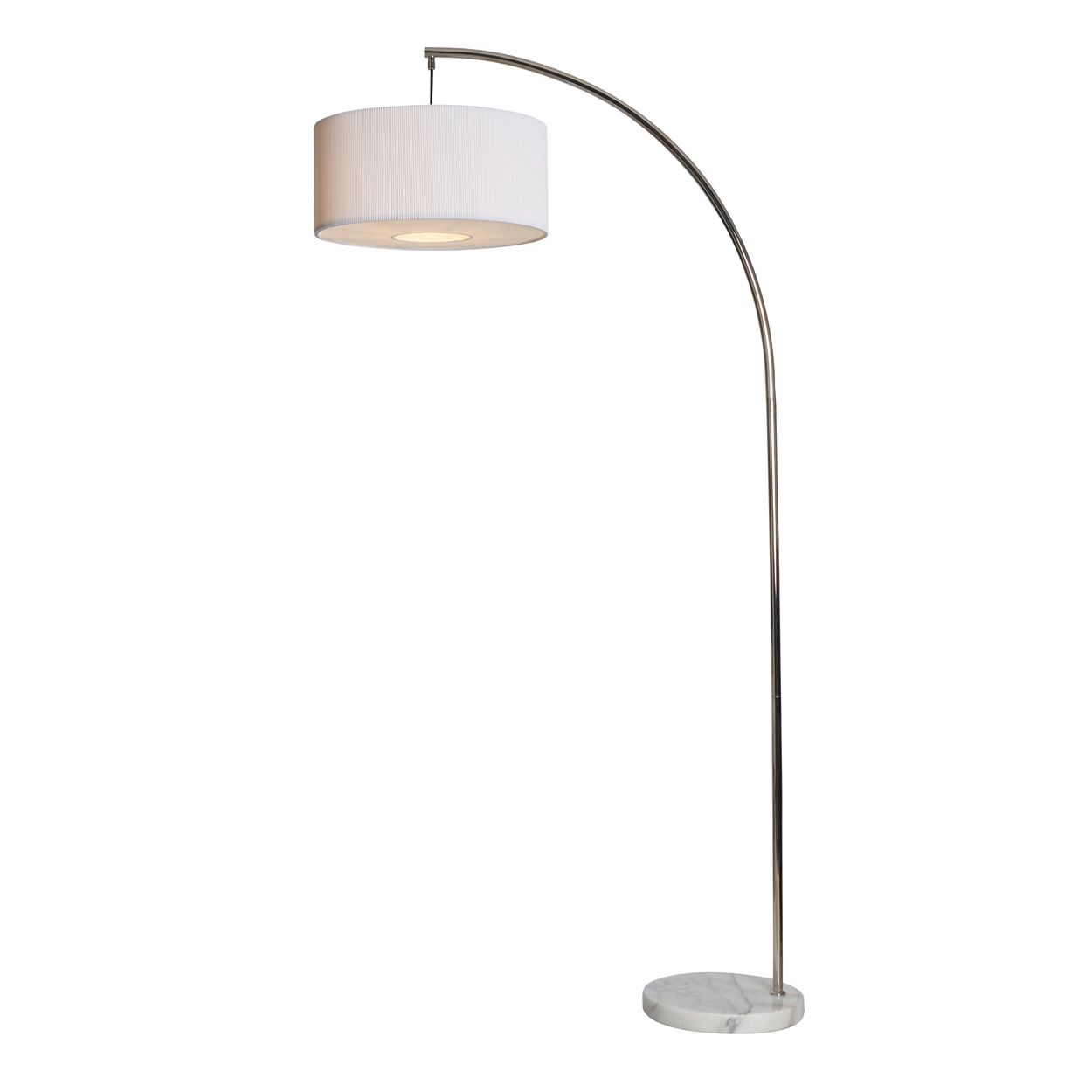 Ordino Marble Base Curved Floor Lamp Nickel