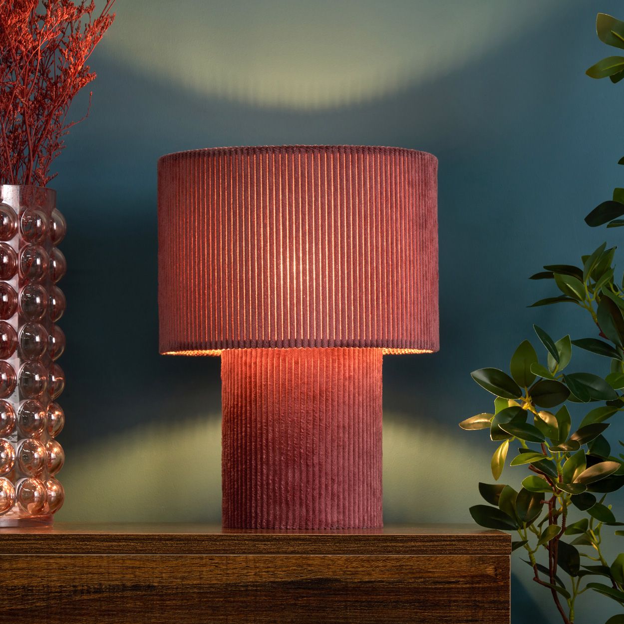 Glodwick Corduroy Table Lamp Burgundy