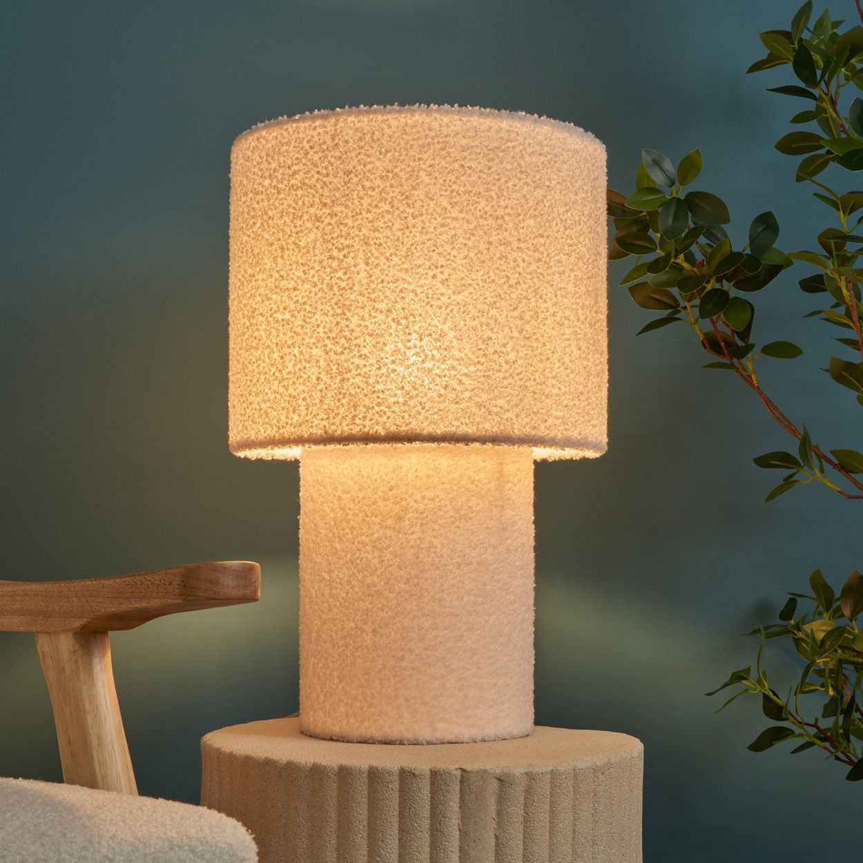 Heatley Boucle Table Lamp White