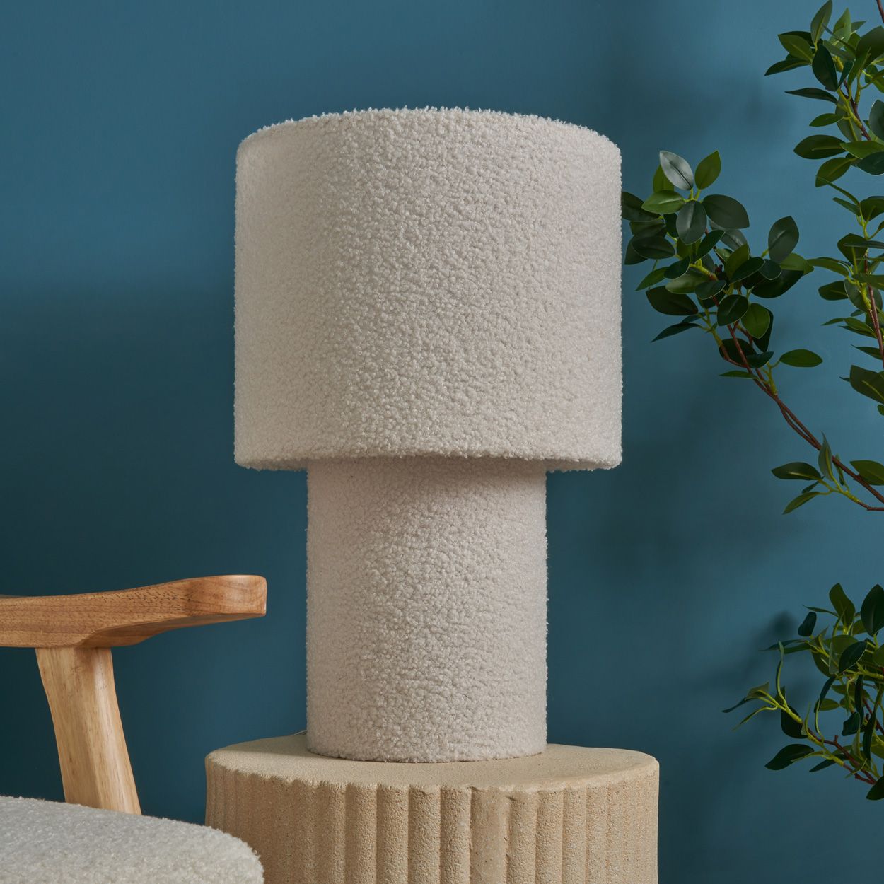 Heatley Boucle Table Lamp White