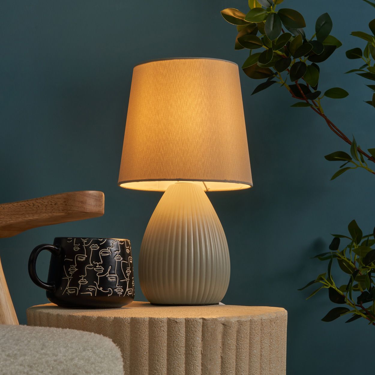 Delph Ceramic Table Lamp Light Grey