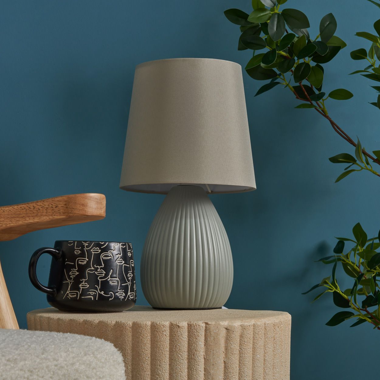 Delph Ceramic Table Lamp Light Grey